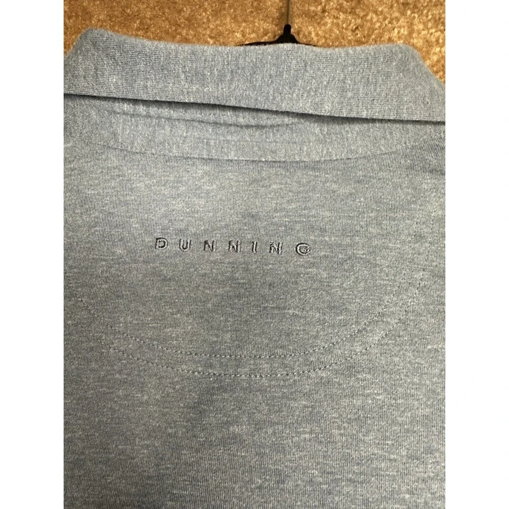 Dunning Golf Performance Polo Men’s Size L – Blue Heather – Coolmax Stretch